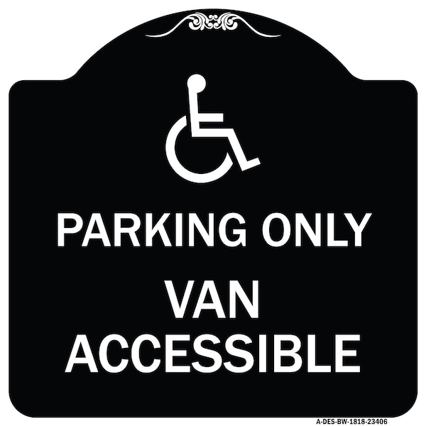 Parking Van Accessible W/ Graphic Heavy-Gauge Aluminum Architectural Sign, 18" x 18", BW-1818-23406